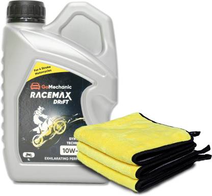 GoMechanic Racemax Drift 4T 10W30 API SL JASO MA2 Engine Oil with Microfiber Cloth Bike Synthetic Blend Engine Oil  (1 L, Pack of 1)