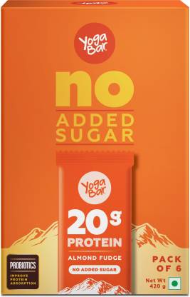 Yogabar 20g Whey Protein Bar Almond Fudge- 420gm- Pack of 6