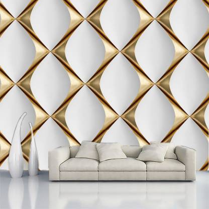 Crative Design Abstract White, Gold Wallpaper Price in India - Buy Crative  Design Abstract White, Gold Wallpaper online at 