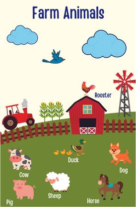 Farm Animals Chart - Early Learning Educational Chart For Kids | Perfect For Homeschooling, Kindergarten and Nursery Farm Animals Chart - Early Learning Educational Chart For Kids | Perfect For Homeschooling, Kindergarten and Nursery