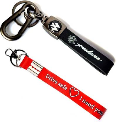 ShopTop Leather Stripe pulsar Bike with Red Drive Safe lanyard Key Chain Price in India - Stripe pulsar Bike Keychain with Red Drive Safe lanyard Key Chain online