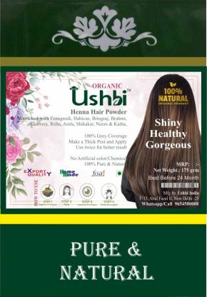 USHBI 100% Natural Herbal Henna (Mehandi) Powder for Hair Colour & Hair  Care 175 G - Price in India, Buy USHBI 100% Natural Herbal Henna (Mehandi)  Powder for Hair Colour & Hair