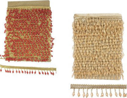 Red-Golden Latkan Gota Patti Trim Lace 