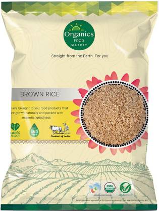 organics food market Brown Rice, 5000g [No added color or flavor, Organic, Low GI] Brown Sona Masoori Rice (Medium Grain, Unpolished)