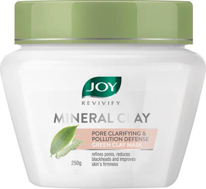 Joy Revivify Green Clay Mask Pore Clarifying and Pollution Defense Mask With Green Tea, Hyaluronic Acid, Jojoba Seed Oil & Lemongrass Oil, Clay Face Mask – No Parabens  (250 g)