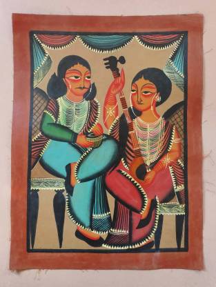 sintu Creations Kalighat Patachitra Painting Natural Colors 15 inch x ...