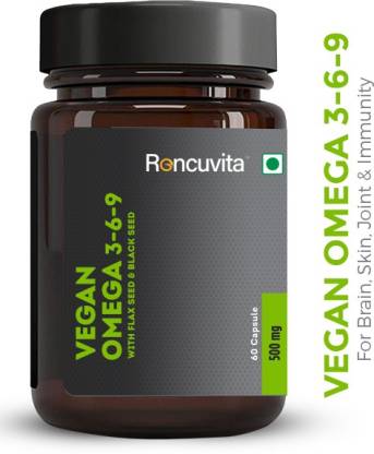 RONCUVITA Vegan Omega 3-6-9 DHA | 500mg for Brain & Eye Health-60 Veg Cap