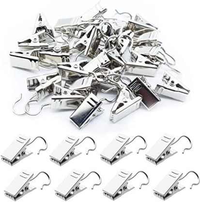 40Pcs Curtain Clips with Metal Hooks,Small Curtain Clips Hooks Flat Clamp for Drapery Photos Art Craft Display and Home Decoration Black 