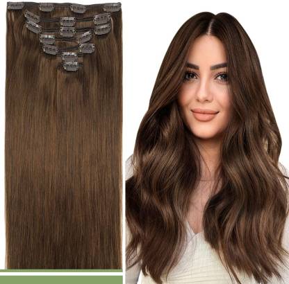 LHS -LUXURY HAIR STUDIO Human (Remy) Clip In 7 Piece Set 26Inch Straight  (Brown Color ) Hair Extension Price in India - Buy LHS -LUXURY HAIR STUDIO  Human (Remy) Clip In 7
