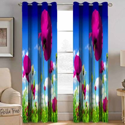 BELLA TRUE 270 cm (9 ft) Polyester Semi Transparent Long Door Curtain (Pack Of 2)