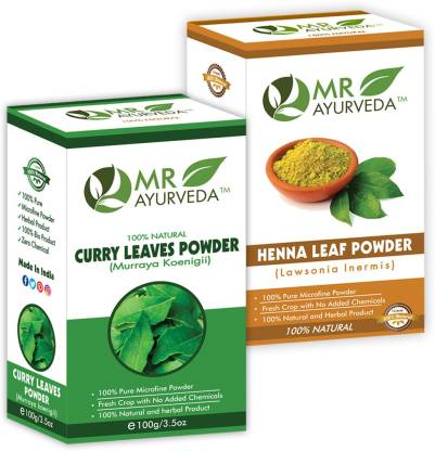 MR Ayurveda 100% Organic Curry Leaf Powder & Henna Powder for Hair - Pack  of 2 - Price in India, Buy MR Ayurveda 100% Organic Curry Leaf Powder &  Henna Powder for