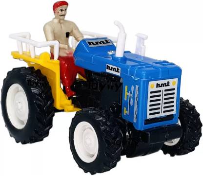 Tech Bazaar Tractor Toy with Kisan, Lightweight & Pull Back Action for Kids (1Pc)