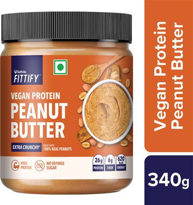 Saffola Fittify Vegan Protein Peanut Butter Extra Crunchy 340 g