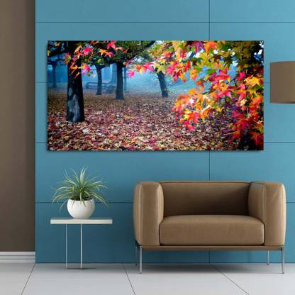 Beautiful Leaf Trees in Forest with Fog Wall Poster Canvas Print Oil  Painting Poster Art Print