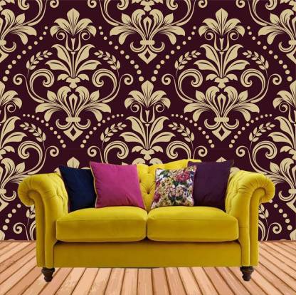 COLOR SOLUTION Floral & Botanical Maroon, Gold Wallpaper Price in India -  Buy COLOR SOLUTION Floral & Botanical Maroon, Gold Wallpaper online at  