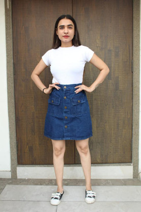 Buy Women Straight Blue Skirt online at 