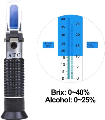 Handheld 0-40% Brix 0-25% dalcool réfractomètre bière Jus de fruits Raisin vin Brewing sucre compteur dessai Sunlera 