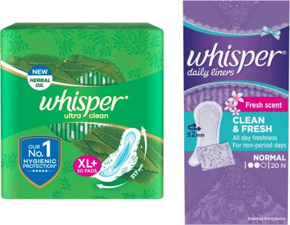 Whisper cleans 50s plus Panty liner 20s Sanitary Pad  (Pack of 50)
