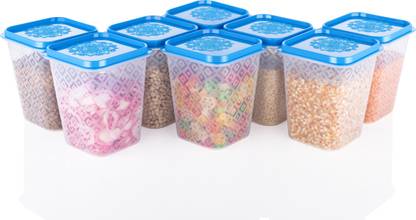 Smartclick Plastic Big Size Container Jar With Lid For Kitchen Storage Blue Pack Of 8 1000 Ml Plastic Tea Coffee Sugar Container Price In India Buy Smartclick Plastic Big Size Container