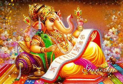 GOD'S GANESH JI ON FINE ART PAPER HD QUALITY WALLPAPER POSTER Fine Art  Print - Religious posters in India - Buy art, film, design, movie, music,  nature and educational paintings/wallpapers at 