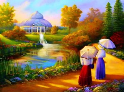 lakes pond water art house nature painting HD Wallpaper on Art Paper Fine  Art Print - Art & Paintings posters in India - Buy art, film, design,  movie, music, nature and educational