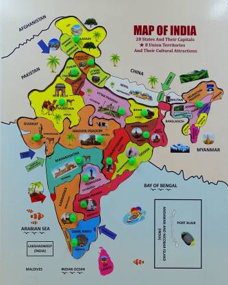 Dishvy Pictorail Political Map Of India Map Puzzle For Kids Indian  Political Map Price In India - Buy Dishvy Pictorail Political Map Of India  Map Puzzle For Kids Indian Political Map Online