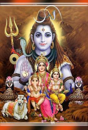 Bhole Nath Family Maa Parvati Ganesh Ji & Kartikey Ji Shiv Shankar Wallpaper  Poster Print Poster on 13x19 Inches Paper Print - Art & Paintings posters  in India - Buy art, film,