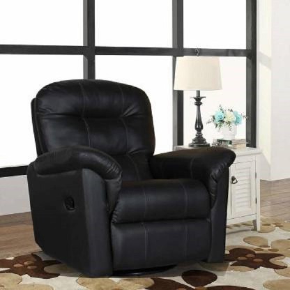 Black RECLINER ARMCHAIR LEATHER PADDED ERGONOMIC COMFORT MANUAL RECLINING CHAIR 