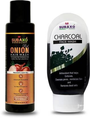 Subaxo Herbal Red Onion Hair Wash-Shampoo 120 ml And Herbal Charcoal Face  Wash 100 ml Price in India - Buy Subaxo Herbal Red Onion Hair Wash-Shampoo  120 ml And Herbal Charcoal Face