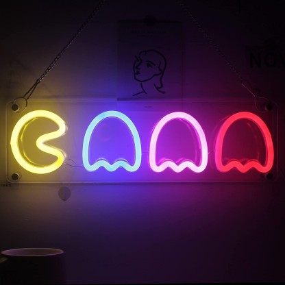 Ghost Neon Signs Neon Lights Retro Arcade Decor 16''x6'' Led Neon Sign 