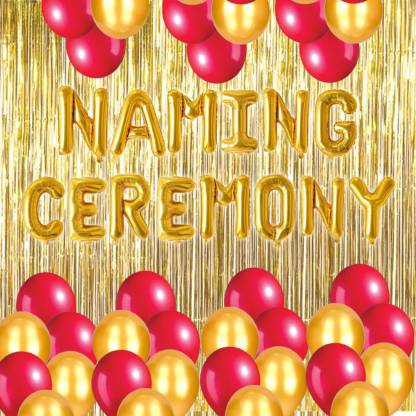 Bday decor Naming Ceremony Decoration Kit- Naming Ceremony Foil, 2  Curtains, 30 Balloons Price in India - Buy Bday decor Naming Ceremony  Decoration Kit- Naming Ceremony Foil, 2 Curtains, 30 Balloons online at  