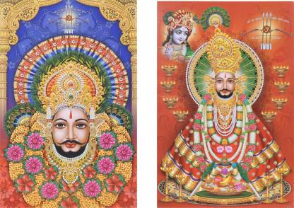 Combo of 2 Beautiful poster | Gloss Laminated Paper Printing | Khatu Shyam  ji Maharaj Wall