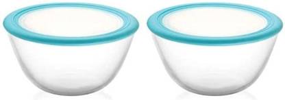 cello Ornella 500ml Mixing Bowl with Premium Lid Mixing Bowl, Pack of 2 (500ml) Glass Storage Bowl  (Clear, Pack of 2)