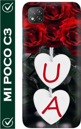 FULLYIDEA Back Cover for POCO C3, Letter U, Alphabet U, Name U, Letter U  With A, U Love A - FULLYIDEA : 