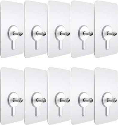VAVSU Nail Free Wall Hook Screw Adhesive Non-Trace No Drilling Bathroom Installation Hook 10  (Pack of 10)