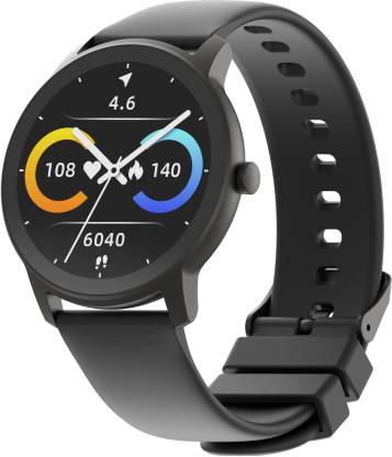 Ambrane Surge 1.28 Curved Display with complete Health Tracking Smartwatch  (Black Strap, Regular)