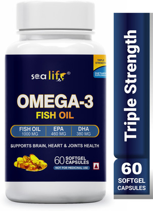 Sea Life Omega 3 Fish Oil 1000 mg soft-gel Capsules 460 Mg EPA \u0026 380 Mg DHA  (60 Capsules) Price in India - Buy Sea Life Omega 3 Fish Oil 1000 mg
