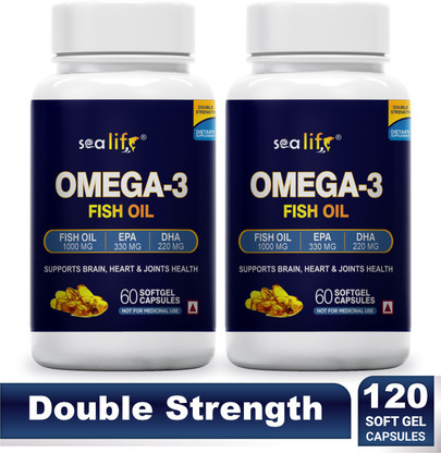 Sea Life Omega 3 Fish Oil 1000 mg Soft-Gel Capsules 330 mg EPA \u0026 220 mg DHA  (120 Capsules Price in India - Buy Sea Life Omega 3 Fish Oil 1000 mg