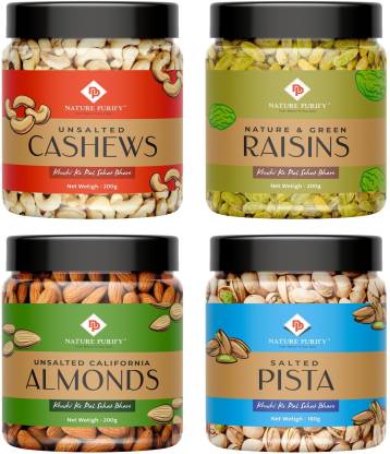Nature Purify Dry Fruits Combo Pack (Almond,Cashew,Kishmish,Pista) Almonds