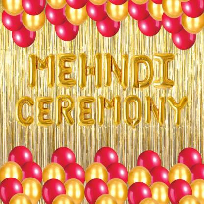 Décor mania Mehndi Ceremony Decoration Kit- Mehndi Ceremony Foil, 2  Curtains, 30 Balloons Price in India - Buy Décor mania Mehndi Ceremony  Decoration Kit- Mehndi Ceremony Foil, 2 Curtains, 30 Balloons online at  