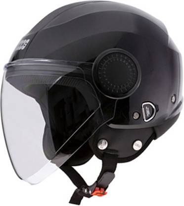 STUDDS URBAN OPEN FACE -L Motorsports Helmet  (Black Black Strip)