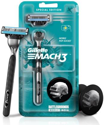 GILLETTE MACH3 Mens Razor with Free Battlegrounds Mobile India (Gaming) Pop-Socket (1pc)