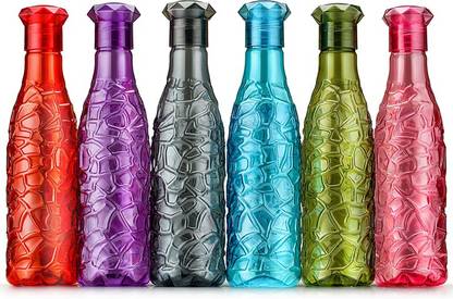 NEXIUM ZIG-ZAG Pattern Multicolor Drinking Water Bottles 1000 ml Bottle  (Pack of 6, Multicolor, Plastic)