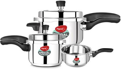 Pigeon Special Combi Pack 2 L, 3 L, 5 L Induction Bottom Pressure Cooker & Pressure Pan  (Stainless Steel)