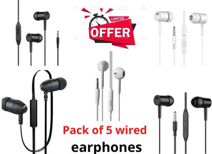 Pack Of 5 Wired Earphones, in the ear 