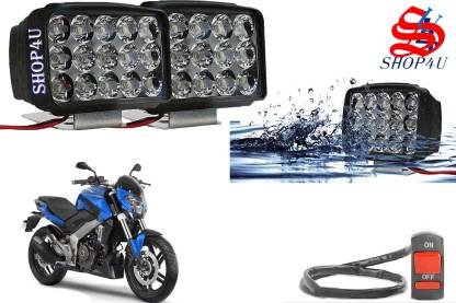 SHOP4U Waterproof 15 LED Fog Light with Switch for Bajaj Dominar 400 Headlight, Fog Lamp Motorbike LED for Bajaj (12 V, 15 W)