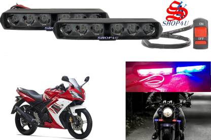 SHOP4U 6 LED Red Blue Flasher Warning Police Strobe LED Light for Yamaha YZF R15S License Plate Light, Brake Light, Tail Light Motorbike LED for Yamaha (12 V, 12 W)