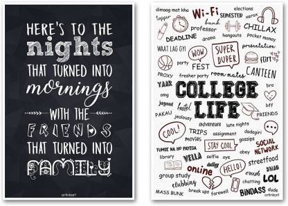 Combo Set of 2 Hostel College Life Quotes Poster | Motivational Funny Quotes  for Students Home (12x18 inches, Multicolor, 2 Prints Set, Unframed) Fine  Art Print - ArtinKart posters - Quotes &