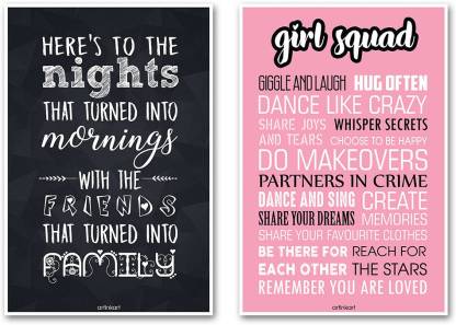 Combo Set of 2 Hostel Girl Squad Quotes Poster | Motivational Funny Quotes  for Students Home (12x18 inches, Multicolor, 2 Prints Set, Unframed) Fine  Art Print - ArtinKart posters - Quotes &