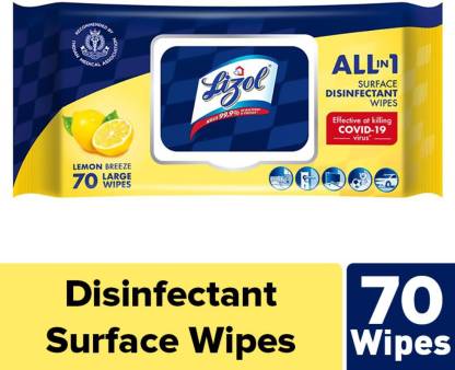 LIZOL Disinfectant & Cleaning Multi-Surface Wipes with Moisture Lock Lid (70 Wipes)